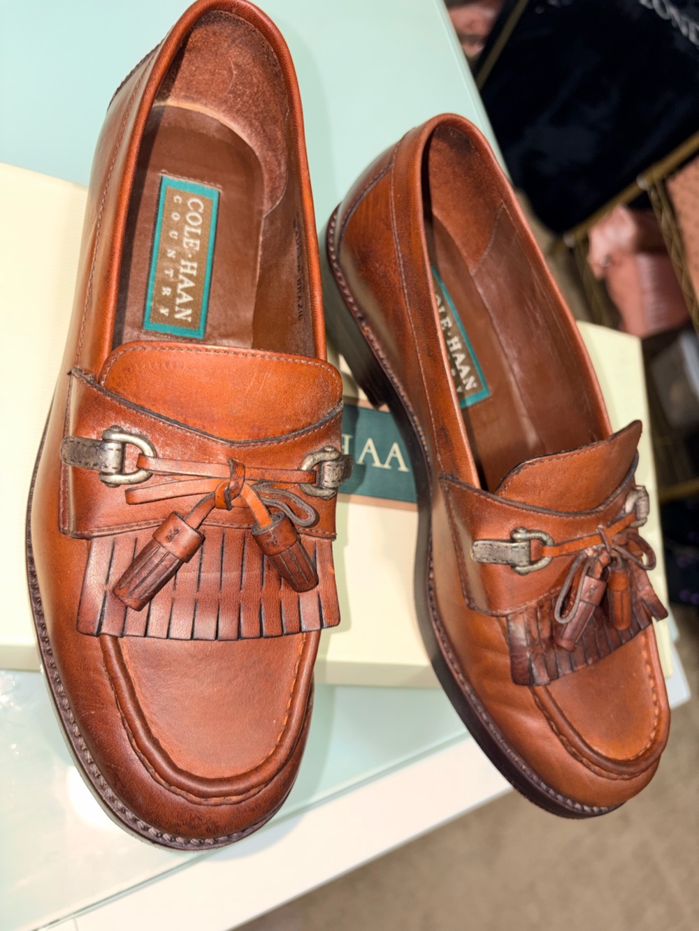 Cole Haan Brown Leather Tassel Kiltie Loafers - Picture 8 of 8